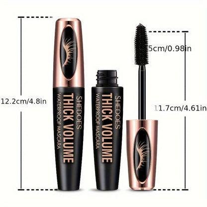 8D Silk Fiber Lash Mascara Waterproof – Long Lasting Thickening & Lengthening Eye Makeup – Smudge-Proof Volumizing Black Mascara for Natural or Dramatic Look