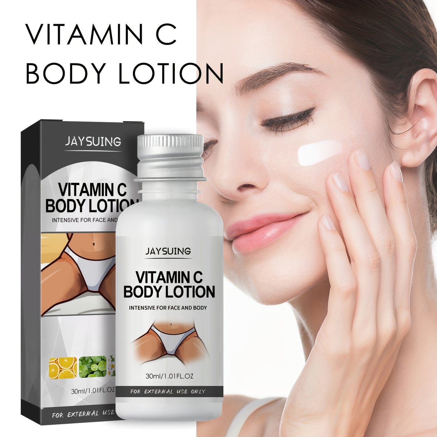 JAYSUING Vitamin C Body Lotion with Niacinamide & Centella Asiatica – 30ml Fragrance-Free Brightening Moisturizer – Dark Spot Corrector Cream for Sensitive & Dry Skin