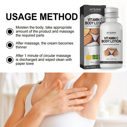 JAYSUING Vitamin C Body Lotion with Niacinamide & Centella Asiatica – 30ml Fragrance-Free Brightening Moisturizer – Dark Spot Corrector Cream for Sensitive & Dry Skin