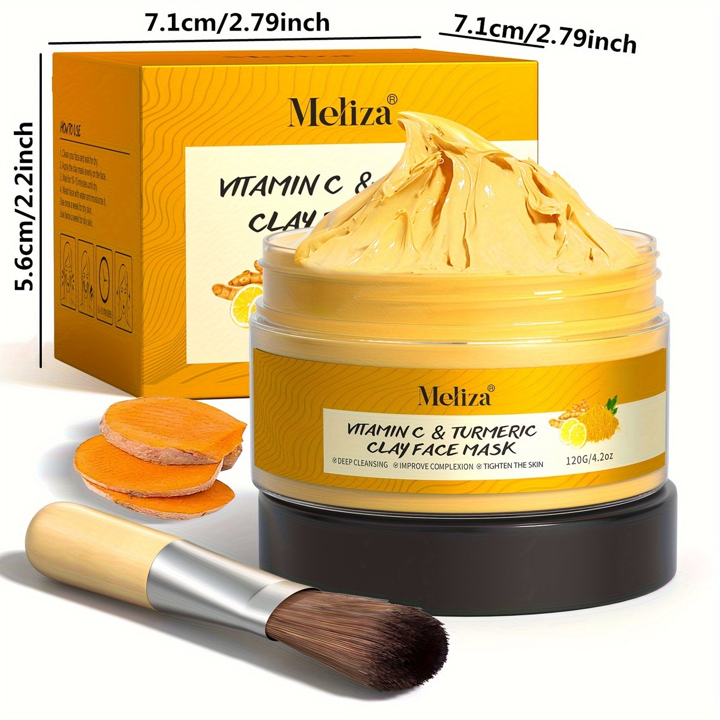 Turmeric Vitamin C Clay Mask for Face - Dark Spot Corrector & Acne Care - Hydrating Facial Mud Mask for Glowing Skin & Pore Cleansing