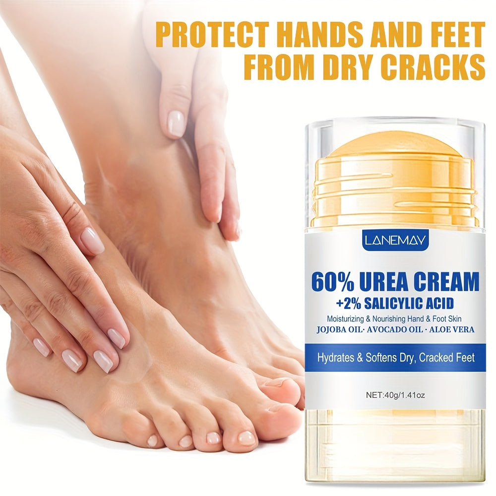 60% Urea Foot Cream Stick with 2% Salicylic Acid – Intensive Callus Remover & Cracked Heel Repair Balm – Moisturizing Roll-On for Dry Feet (Contains Aloe, Jojoba & Avocado Oil)