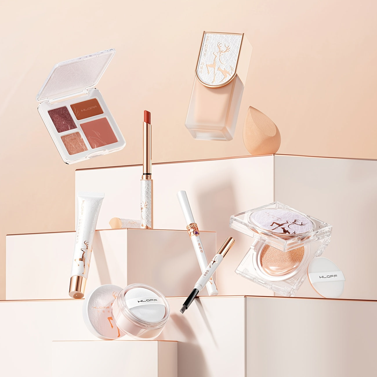 Premium 3-Tier Vanity Case Beauty Kit | Complete Makeup and Skincare Collection in Reusable Rose Gold Jewelry Box Organizer