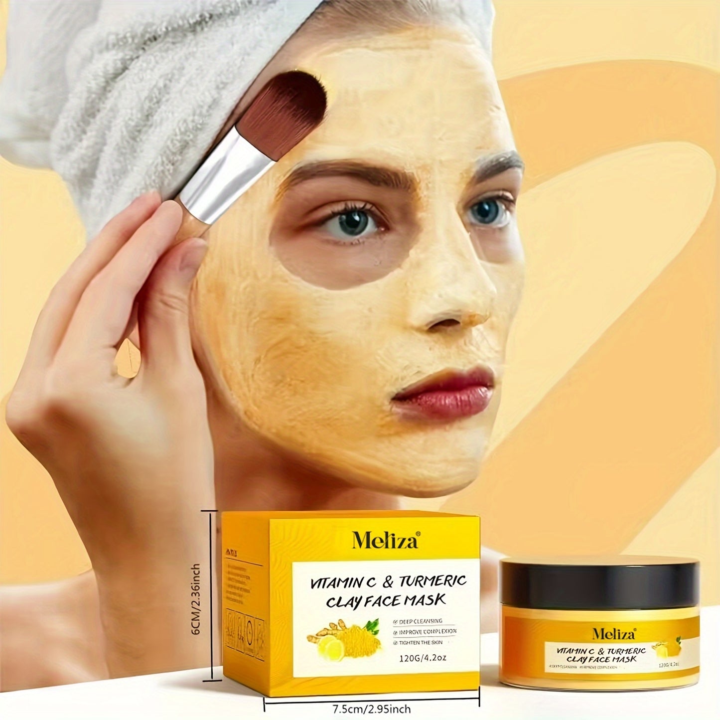 Turmeric Vitamin C Clay Mask for Face - Dark Spot Corrector & Acne Care - Hydrating Facial Mud Mask for Glowing Skin & Pore Cleansing