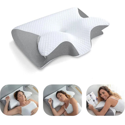 Cervical Memory Foam Pillow for Neck Pain Relief – Ergonomic Butterfly Contour Orthopedic Pillow for Side, Back, and Stomach Sleepers