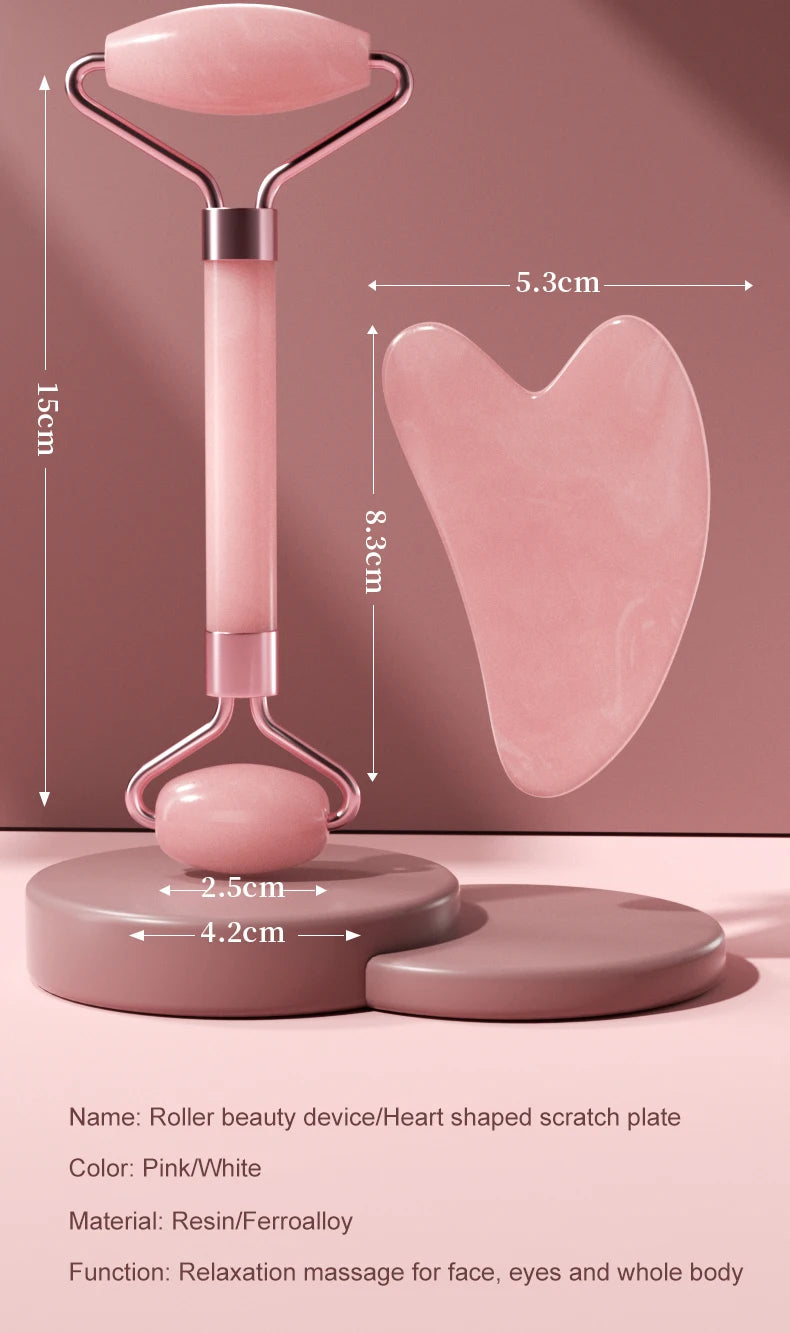 2-in-1 Facial Massage Tool Set | Durable Resin Face Roller & Gua Sha Scraper – Lightweight Skin Care Kit for Puffiness, Neck, and Eye Massage
