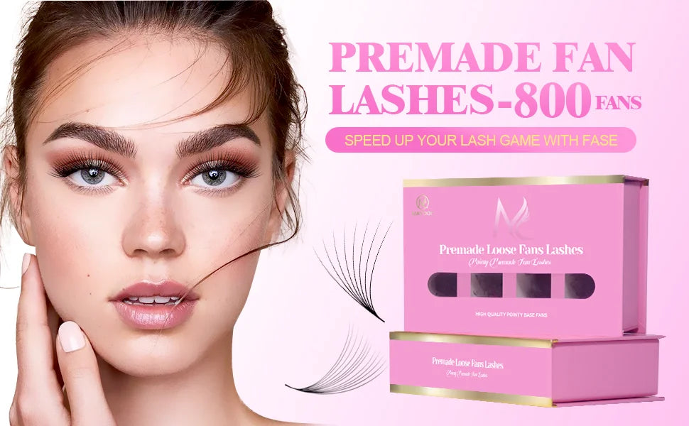 Pointy Base Premade Volume Lash Extensions – Loose Promade Fans Box – 6D/8D/10D Mega Volume Eyelash Extension Supplies for Professionals (Matte Black)