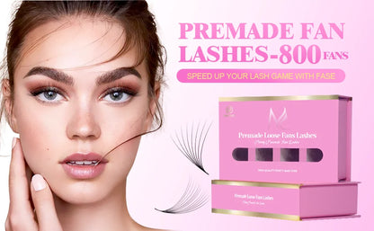 Pointy Base Premade Volume Lash Extensions – Loose Promade Fans Box – 6D/8D/10D Mega Volume Eyelash Extension Supplies for Professionals (Matte Black)