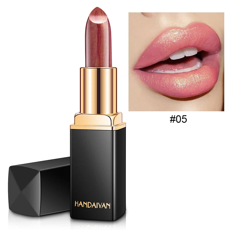 Black tube gold shiny lipstick