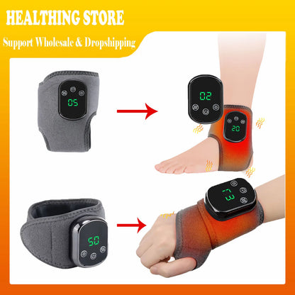Electric Heated Ankle & Wrist Massager Brace – Cordless Joint Pain Relief Wrap with 3 Vibration Modes & 5 Heat Levels – Infrared Hot Compress for Sprains, Arthritis & Swelling