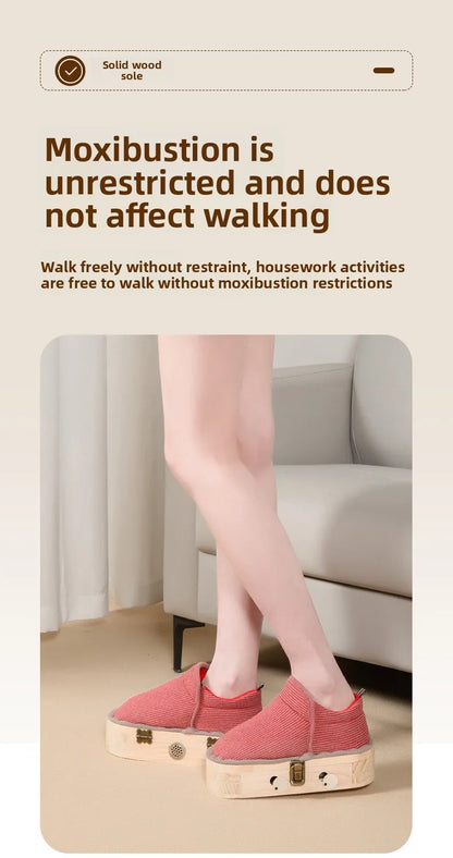 Wooden Moxibustion Foot Massager Shoes – Portable Moxa Box Boots for Herbal Heat Therapy – Traditional Chinese Medicine Tool for Detox, Circulation & Cold Feet Relief