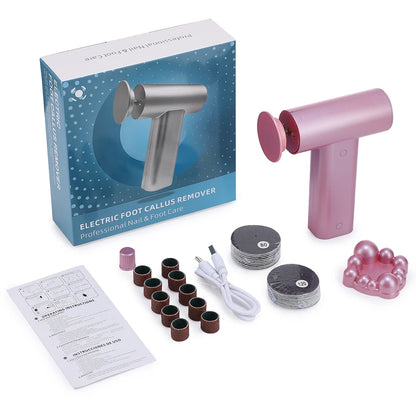 Electric Foot Callus Remover Kit – 3-in-1 Rechargeable Electronic Foot File & Grinder – Portable Professional Pedicure Tools for Dead Skin, Cracked Heels & Calluses (Pink)