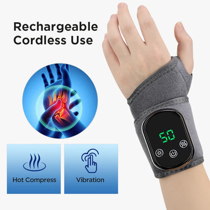Electric Heated Ankle & Wrist Massager Brace – Cordless Joint Pain Relief Wrap with 3 Vibration Modes & 5 Heat Levels – Infrared Hot Compress for Sprains, Arthritis & Swelling