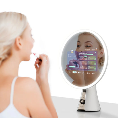 Smart LED Vanity Makeup Mirror with 5X Magnetic Magnification – Rechargeable Touch Screen Lighted Mirror with 3 Color Modes & Dimmable Brightness – Adjustable Tabletop Cosmetic Mirror