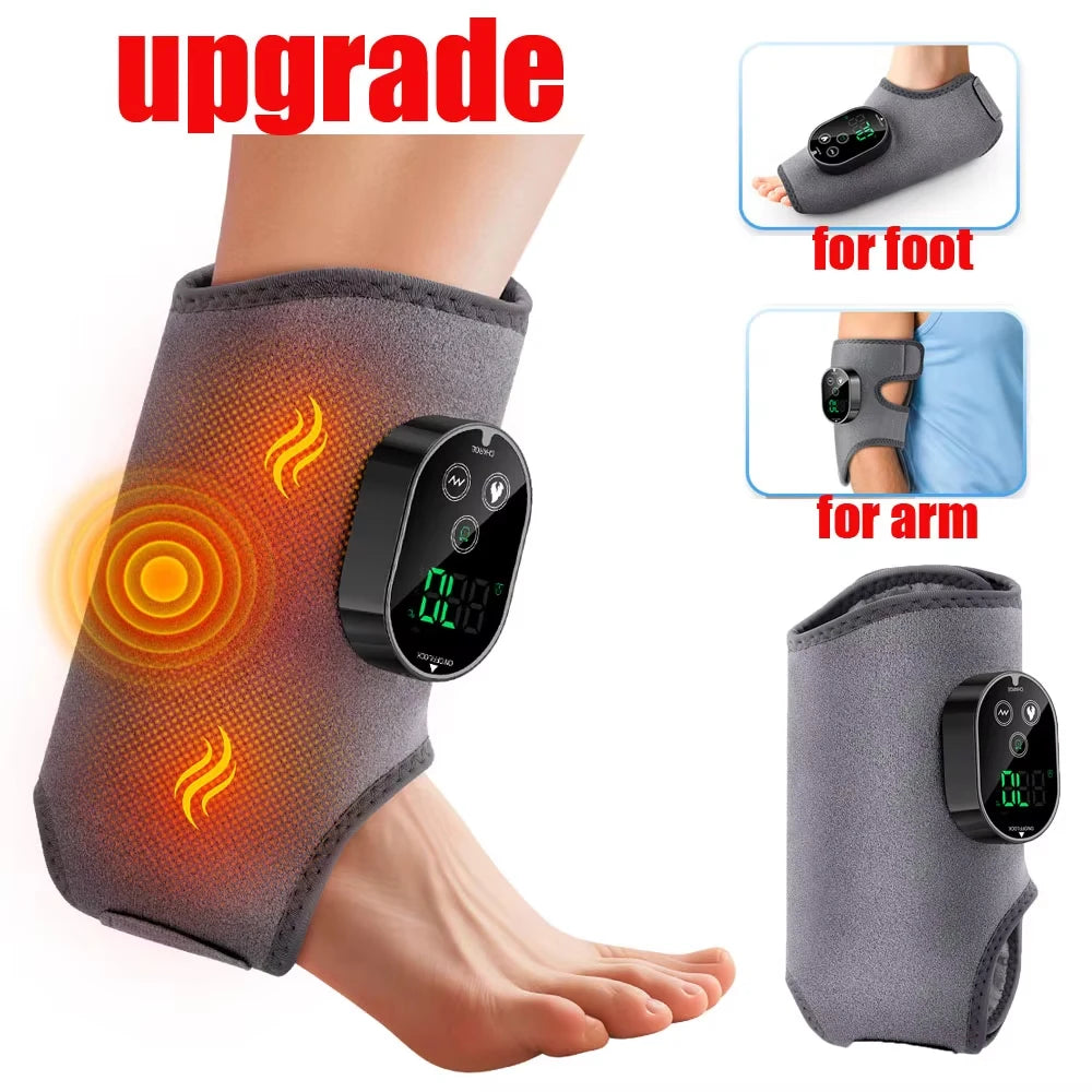 Electric Heated Ankle & Wrist Massager Brace – Cordless Joint Pain Relief Wrap with 3 Vibration Modes & 5 Heat Levels – Infrared Hot Compress for Sprains, Arthritis & Swelling