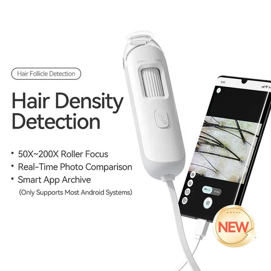 Digital Scalp & Skin Analyzer Machine – 50X-200X HD Dermatoscope Microscope Camera for Hair Density Detection – Smart WiFi Follicle Tester with App for Salons & Home Use