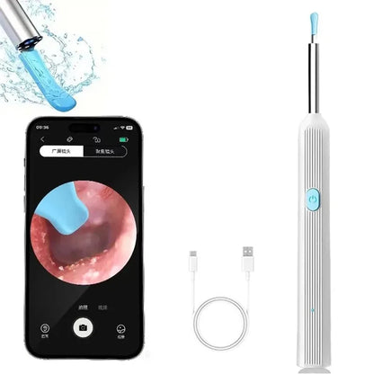 Wireless Ear Wax Removal Tool with 8MP Camera – Smart Visual Ear Cleaner Otoscope with Light – Waterproof Earwax Remover Kit with Silicone Scoops for iPhone & Android