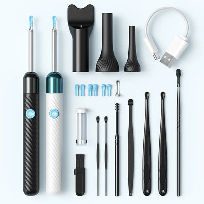 Wireless Ear Wax Removal Tool with 8MP Camera – Smart Visual Ear Cleaner Otoscope with Light – Waterproof Earwax Remover Kit with Silicone Scoops for iPhone & Android