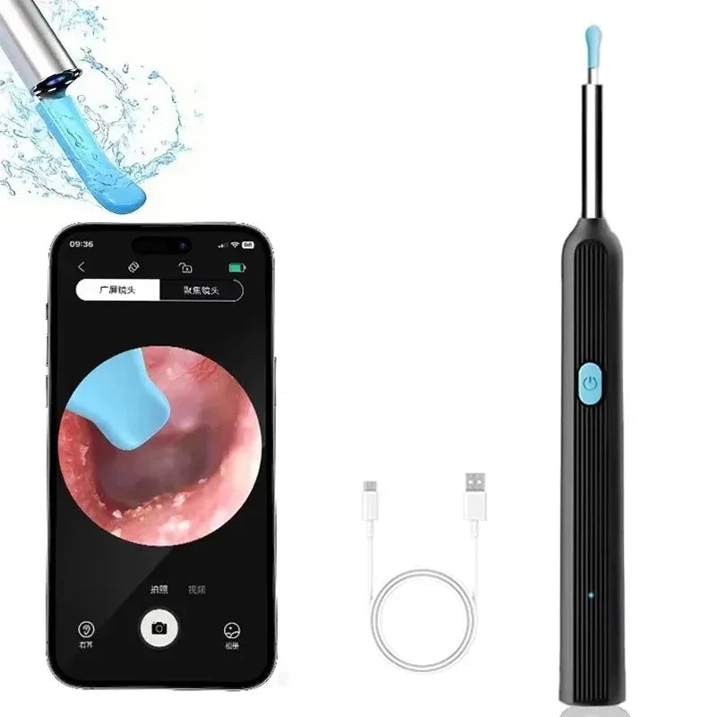 Wireless Ear Wax Removal Tool with 8MP Camera – Smart Visual Ear Cleaner Otoscope with Light – Waterproof Earwax Remover Kit with Silicone Scoops for iPhone & Android