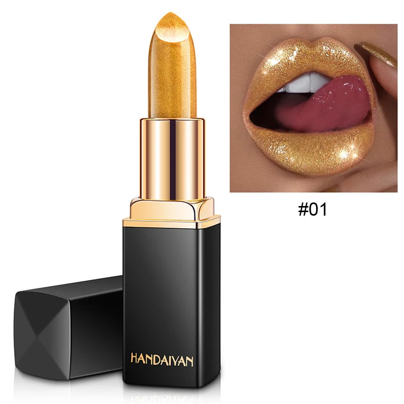 Black tube gold shiny lipstick