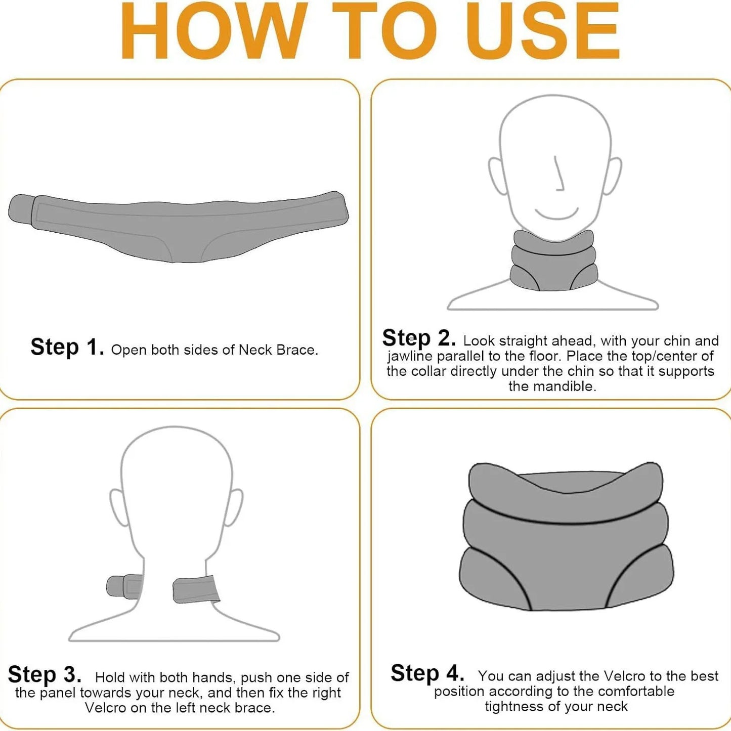 Soft Foam Cervical Collar & Neck Brace – Adjustable Breathable Neck Support for Pain Relief, Spine Alignment, and Sleeping – Hook & Loop Design