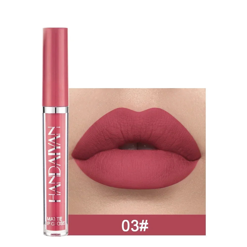 HANDAIYAN 6Pcs Matte Liquid Lipstick Makeup Set – Waterproof Long-Lasting Velvet Lip Gloss Kit – High Pigment Nude & Red Lip Tint Gift Box for Women