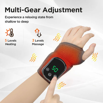 Electric Heated Ankle & Wrist Massager Brace – Cordless Joint Pain Relief Wrap with 3 Vibration Modes & 5 Heat Levels – Infrared Hot Compress for Sprains, Arthritis & Swelling