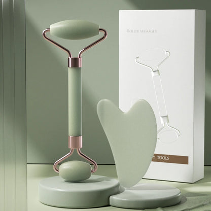 2-in-1 Facial Massage Tool Set | Durable Resin Face Roller & Gua Sha Scraper – Lightweight Skin Care Kit for Puffiness, Neck, and Eye Massage