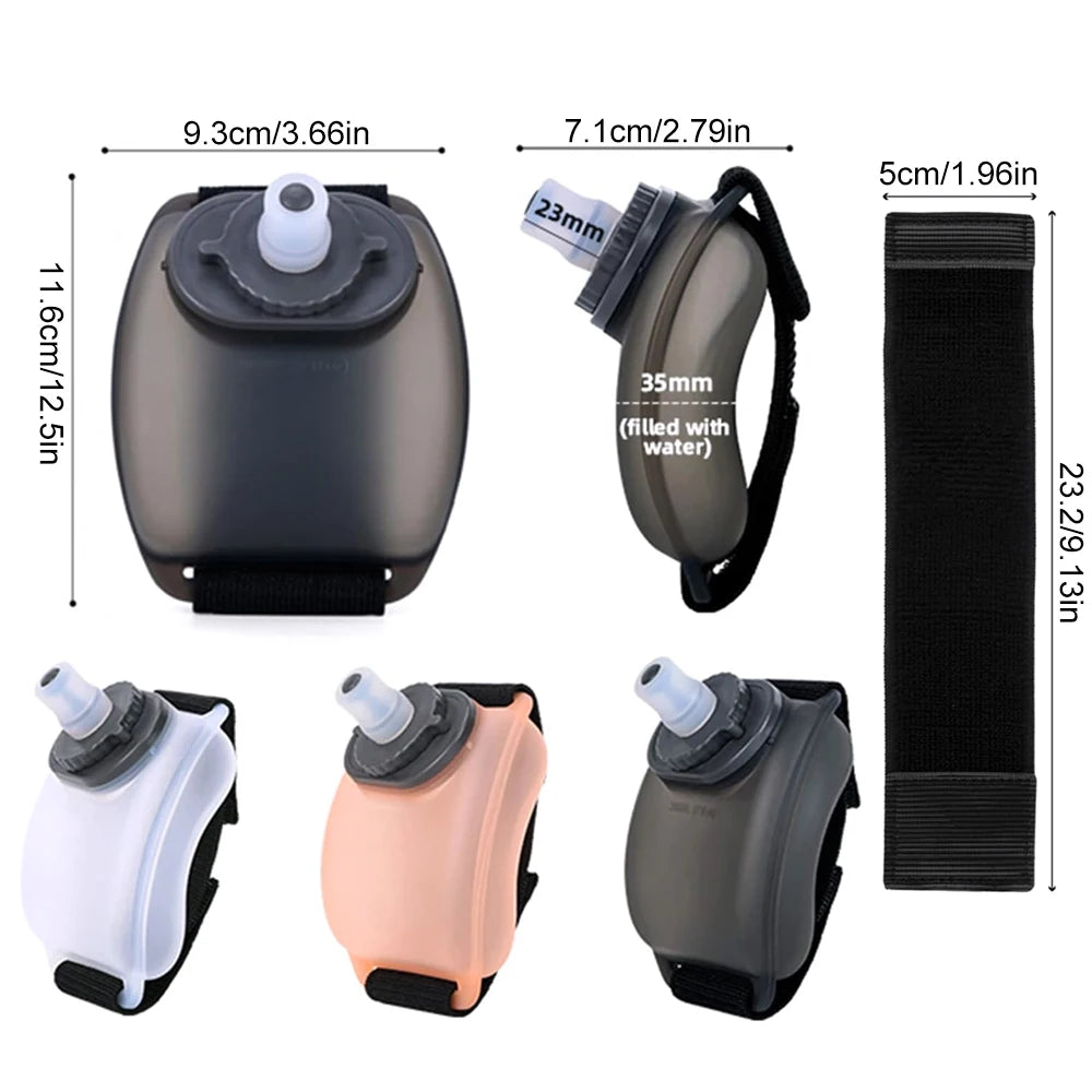 Portable Wrist Water Bottle for Running – Hands-Free Silicone Sports Flask with Adjustable Strap – Leakproof Wearable Hydration Cup for Jogging, Cycling & Marathon (BPA Free)