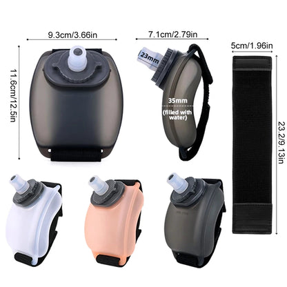 Portable Wrist Water Bottle for Running – Hands-Free Silicone Sports Flask with Adjustable Strap – Leakproof Wearable Hydration Cup for Jogging, Cycling & Marathon (BPA Free)