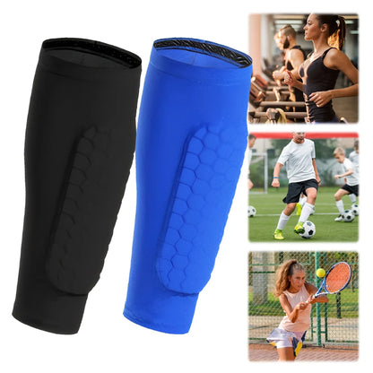 Soccer Shin Guard Sleeves with Pocket – Non-Slip Calf Compression Support Socks for Football – Breathable Leg Guard Holder for Shin Splints Relief (Kids & Adults)