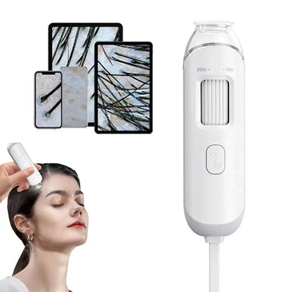 Digital Scalp & Skin Analyzer Machine – 50X-200X HD Dermatoscope Microscope Camera for Hair Density Detection – Smart WiFi Follicle Tester with App for Salons & Home Use