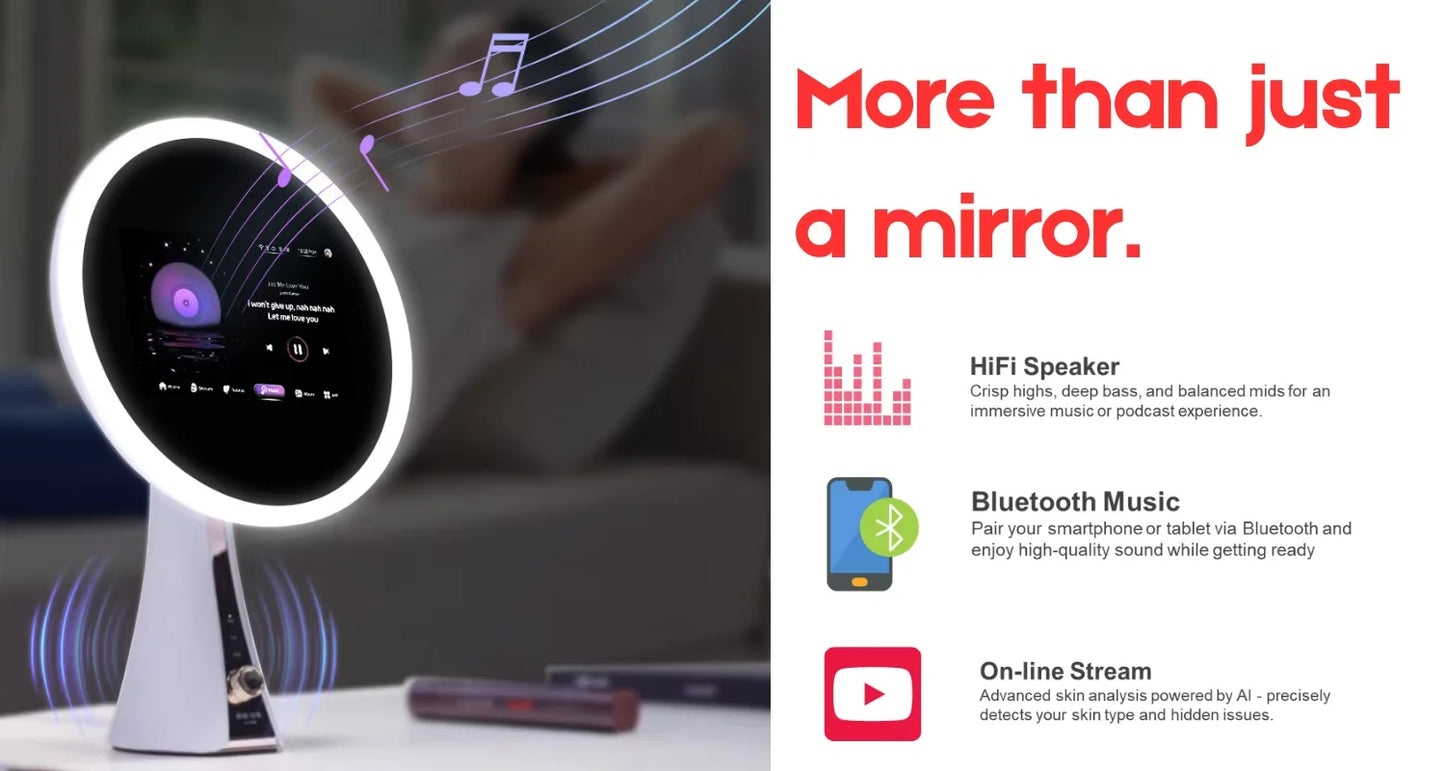 Smart LED Vanity Makeup Mirror with 5X Magnetic Magnification – Rechargeable Touch Screen Lighted Mirror with 3 Color Modes & Dimmable Brightness – Adjustable Tabletop Cosmetic Mirror