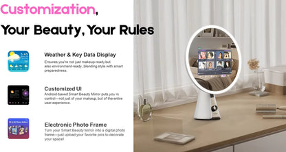 Smart LED Vanity Makeup Mirror with 5X Magnetic Magnification – Rechargeable Touch Screen Lighted Mirror with 3 Color Modes & Dimmable Brightness – Adjustable Tabletop Cosmetic Mirror