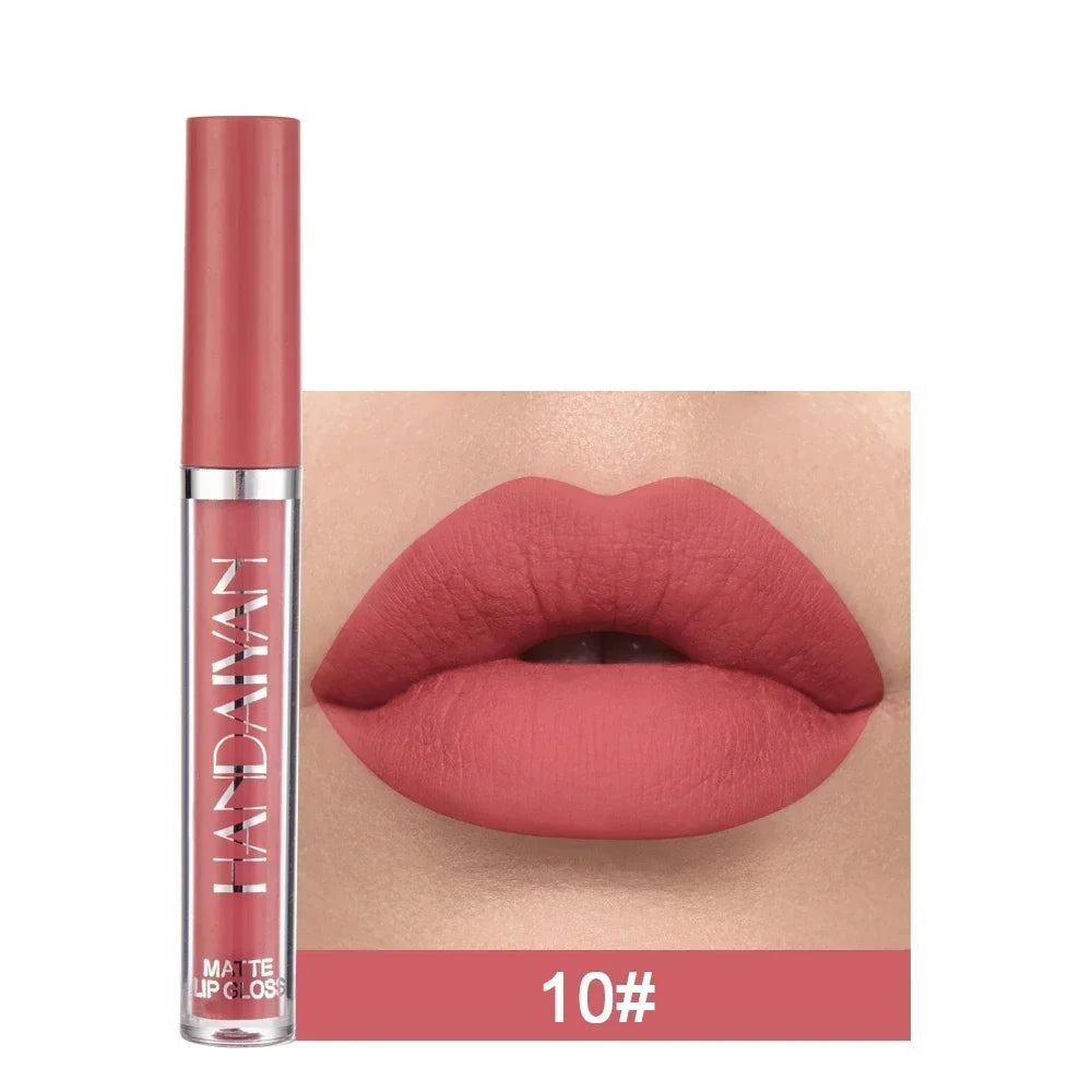 HANDAIYAN 6Pcs Matte Liquid Lipstick Makeup Set – Waterproof Long-Lasting Velvet Lip Gloss Kit – High Pigment Nude & Red Lip Tint Gift Box for Women