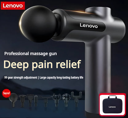 Lenovo Professional Deep Tissue Massage Gun – 99 Speed Levels Percussion Muscle Massager for Pain Relief & Recovery – Handheld Fascia Gun with 8 Heads & Carrying Case