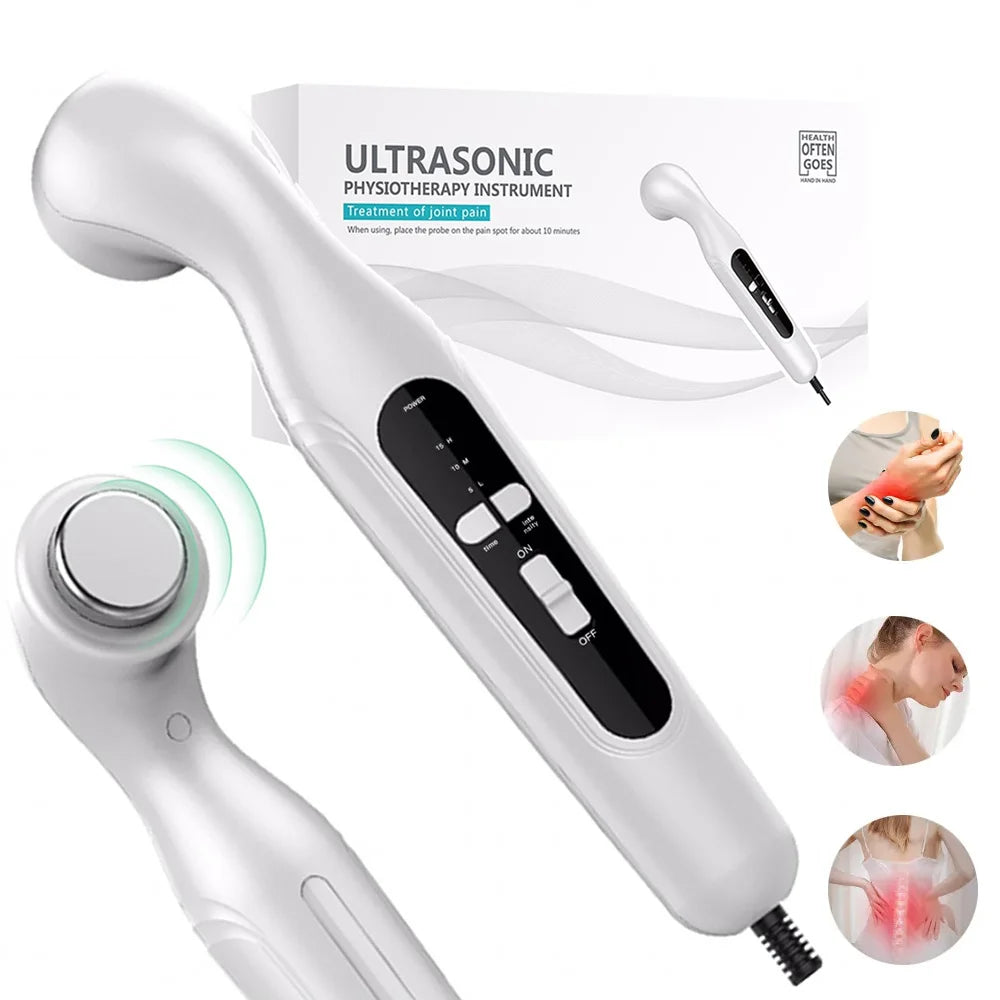 Portable Ultrasound Physiotherapy Device for Pain Relief – Handheld Deep Tissue Muscle Massager for Arthritis, Joints & Body Aches – Home Physical Therapy Wand with Digital Display