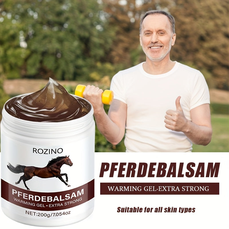 Pferdebalsam Horse Balm Massage Gel – 200g Hot Compress Joint Pain Relief Cream – Natural Herbal Muscle Rub with Long-Lasting Warmth for Back, Knees & Neck (Non-Sticky)