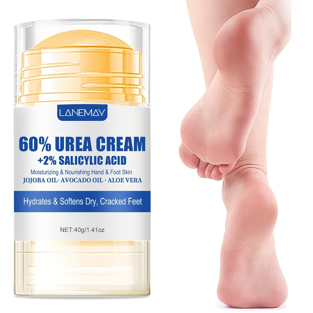 60% Urea Foot Cream Stick with 2% Salicylic Acid – Intensive Callus Remover & Cracked Heel Repair Balm – Moisturizing Roll-On for Dry Feet (Contains Aloe, Jojoba & Avocado Oil)