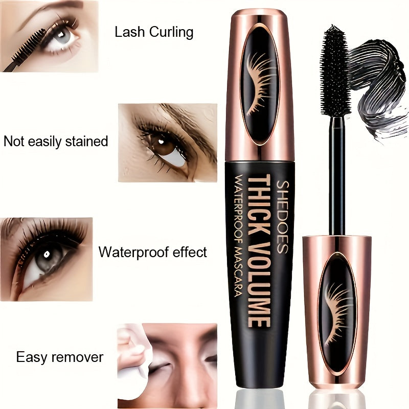 8D Silk Fiber Lash Mascara Waterproof – Long Lasting Thickening & Lengthening Eye Makeup – Smudge-Proof Volumizing Black Mascara for Natural or Dramatic Look