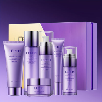 LERFM Premium 7-Piece Korean Skincare Set - Ginseng Enriched Anti-Aging Complete Routine Kit - Hydrating Toner, Serum, Cream & Cleanser Gift Box