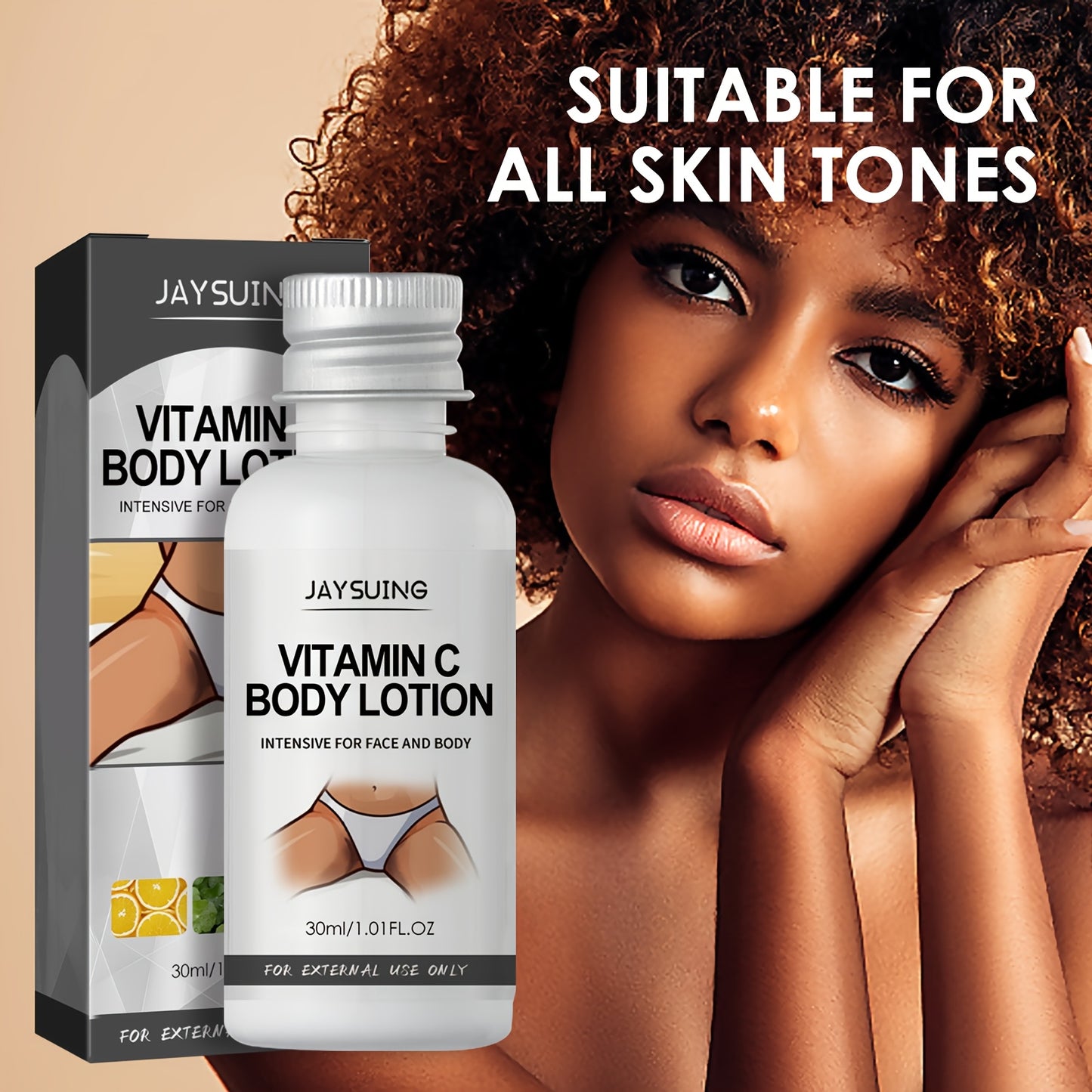 JAYSUING Vitamin C Body Lotion with Niacinamide & Centella Asiatica – 30ml Fragrance-Free Brightening Moisturizer – Dark Spot Corrector Cream for Sensitive & Dry Skin