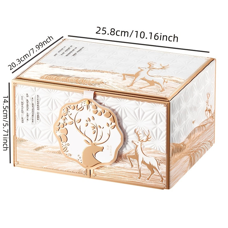 Premium 3-Tier Vanity Case Beauty Kit | Complete Makeup and Skincare Collection in Reusable Rose Gold Jewelry Box Organizer