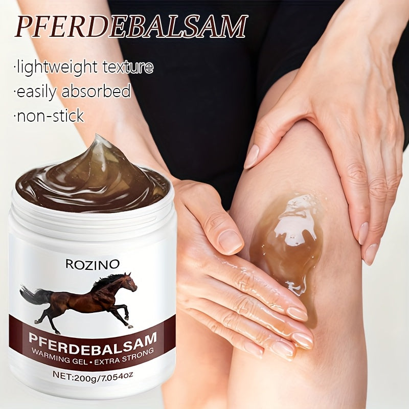 Pferdebalsam Horse Balm Massage Gel – 200g Hot Compress Joint Pain Relief Cream – Natural Herbal Muscle Rub with Long-Lasting Warmth for Back, Knees & Neck (Non-Sticky)